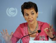La secretaria ejecutiva de la Convención de la ONU contra el Cambio Climático, Christina Figueres, durante una conferencia de prensa este viernes en Bonn (Alemania). El Programa des Naciones Unidas para el Medio Ambiente (PNUMA) fue escogido para supervisar el futuro Centro de Tecnología para el Clima (CTC), órgano que busca ayudar a los países más pobres a enfrentar el calentamiento global, anunció el viernes el responsable de la ONU.