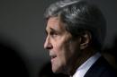 U.S. Secretary of State John Kerry answers media questions after appearing at the Senate Select Committee on Intelligence on Capitol Hill in Washington