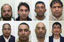 Undated handout composite image issued Tuesday May 8, 2012, by Greater Manchester Police showing eight of the nine men who have been convicted for luring girls as young as 13-years old into sexual encounters using alcohol and drugs, top row left to right, Abdul Rauf, Hamid Safi, Mohammed Sajid and Abdul Aziz, and with Bottom row left to right, Abdul Qayyum, Adil Khan, Mohammed Amin and Kabeer Hassan. The nine men aged between 22 and 59 are convicted of charges including rape, assault, sex trafficking and conspiracy and will be sentenced Wednesday May 9, 2012 at court in Liverpool, England. The ninth man in the group, a 59-year-old man cannot be named for legal reasons. (AP Photo / Greater Manchester Police)
