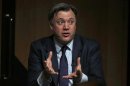 Britain's opposition Labour Party Shadow Chancellor Ed Balls speaks at an economic workshop at the party's annual Spring Forum, in Birmingham, central England