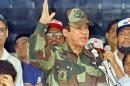 General Manuel Noriega speaks on May 20, 1988 in Panama City