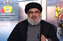 An image grab taken from Hezbollah's al-Manar TV on June 5, 2015, shows Hassan Nasrallah, the head of militant Shiite Muslim movement Hezbollah, giving a televised address from an undisclosed location in Lebanon