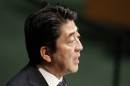 Prime Minister Shinzo Abe of Japan addresses the 69th session of the United Nations General Assembly at U.N. headquarters, Thursday, Sept. 25, 2014. (AP Photo/Jason DeCrow)