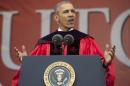US President Barack Obama delivers the commencement address for Rutgers University in New Jersey, May 15, 2016