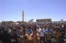 Demonstrators protest against Syria's President Bashar al-Assad in Habeet