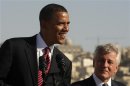 Il presidente statunitense Barack Obama in conferenza stampa ad Amman, con accanto il senatore Chuck Hagel, che sarà nominato segretario della Difesa