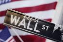 FILE - This Aug. 9, 2011 photo shows a Wall Street street sign near the New York Stock Exchange, in New York. U.S. stocks are opening slightly higher Friday, Aug. 8, 2014 as investors weigh gains in productivity against worsening geopolitical concerns. (AP Photo/Mark Lennihan, File)