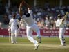 West Indies' Chanderpaul hits the ball past England's Bresnan during the second cricket test match against England at Trent Bridge cricket ground in Nottingham