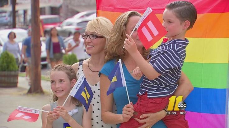 Same-sex marriage supporters celebrate Supreme Court ruling in Durham