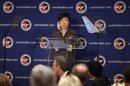 South Korean President Park delivers remarks before the U.S. Chamber of Commerce in Washington