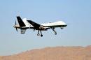 A US Air Force MQ-9 Reaper drone takes off from Kandahar Air Base, Afghanistan on March 13, 2009