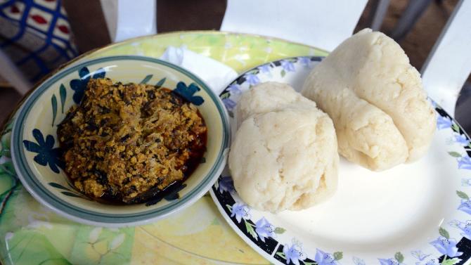 Pounded yam and egusi soup is a popular meal in Nigeria
