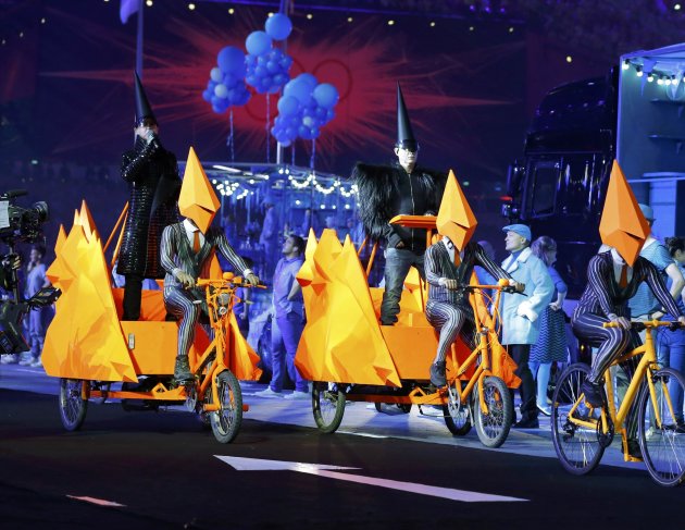 The Pet Shop Boys during the closing ceremony of the London 2012 Olympic Games at the Olympic Stadium