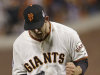 San Francisco Giants' Madison Bumgarner reacts after striking out  Detroit Tigers' Omar Infante  during the sixth inning of Game 2 of baseball's World Series Thursday, Oct. 25, 2012, in San Francisco. (AP Photo/Marcio Jose Sanchez)
