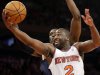 New York Knicks' Raymond Felton (2) goes up for a shot against Indiana Pacers' Ian Mahinmi in the second half of Game 5 of an Eastern Conference semifinal in the NBA basketball playoffs, at Madison Square Garden in New York, Thursday, May 16, 2013. (AP Photo/Julio Cortez)