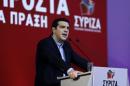 Greek PM Tsipras delivers a speech at the ruling Syriza party central committee in Athens