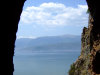 Μοναδική η θέα προς τα νερά της λίμνης από το σπήλαιο - ασκηταριό της Παναγίας Ελεούσας