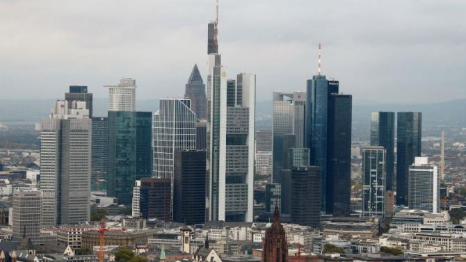The skyline of the banking district is pictured in Frankfurt