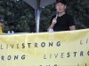 Lance Armstrong speaks at the Livestrong Challenge Austin bike ride Sunday, Oct. 21, 2012, in Austin, Texas. Lance Armstrong greeted about 4,300 cyclists at his Livestrong charity's fund-raising bike ride, then retreated into privacy as cycling officials get set to announce if they will appeal his lifetime ban and loss of seven Tour de France titles ordered by the U.S. Anti-Doping Agency. (AP Photo/Michael Thomas)
