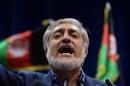 Afghan presidential candidate Abdullah Abdullah speaks at a rally in Kabul on July 8, 2014
