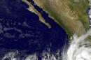 This NASA/NOAA Goes West satellite image taken 1245 UTC shows storm activity moving in on Mexico's Pacific coast on October 22, 2015