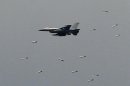 In this photo taken Tuesday, June 19, 2012, a South Korean Air Forces' KF-16 fighter drops bombs during a South Korea-U.S. joint military live-fire drills at Seungjin Fire Training Field in Pocheon, South Korea, near the border with the North Korea. The drills were held in a show of combat readiness ahead of the 62nd anniversary of the start of the Korean War on June 25. (AP Photo/Lee Jin-man)