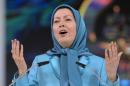 Maryam Rajavi, president of the National Council of Resistance of Iran, gestures during the annual meeting of the Iranian resistance in Villepinte, near Paris, on June 27, 2014
