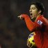 Liverpool's Suarez celebrates after scoring during their English Premier League soccer match against Newcastle United at Anfield in Liverpool