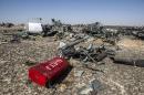 Debris from the A321 Russian airliner in Wadi al-Zolomat in Sinai Peninsula
