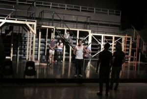 Actors take part in a rehearsal for the musical "Rent" …