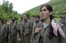 Kurdistan Workers Party (PKK) fighters stand in formation in northern Iraq