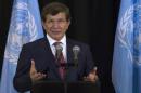 Turkey's Foreign Minister Davutoglu speaks during a news conference on the sidelines of the UN General Assembly at UN Headquarters in New York