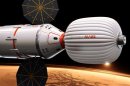 An artist's rendition shows a Mars capsule which will carry two people on a 501-day journey to Mars and back
