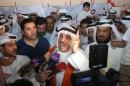 Freed Kuwaiti opposition leader and former MP Mussallam al-Barrak (C) delivers a speech during celebrations following his release from jail on July 7, 2014 in Kuwait City
