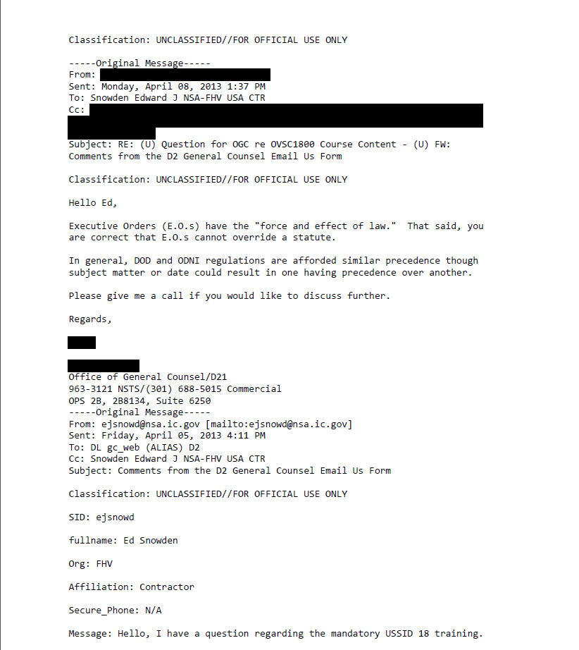 Snowden email