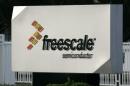 The logo of Freescale Semiconductor Inc is seen at the entrance of the plant in Toulouse