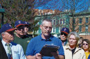 FILE - In this April 16, 2008 file photo, John Freshwater, center, addresses a crowd on Mount Vernon's public square in Mount Vernon, Ohio. The Ohio Supreme Court is ready to hear arguments in the case of Freshwater, a fired public school science teacher who kept a bible on his desk and was accused of preaching religious beliefs in class. (AP Photo/Mount Vernon News, Pam Schehl, File) MANDATORY CREDIT MOUNT VERNON NEWS, PAM SCHEHL