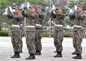 South Korean honour guards perform drills outside the &hellip;