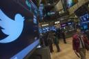 Twitter logo is displayed on the floor of the New York Stock Exchange