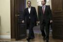Greek PM Tsipras arrives for a meeting of political party leaders at the Presidential Palace