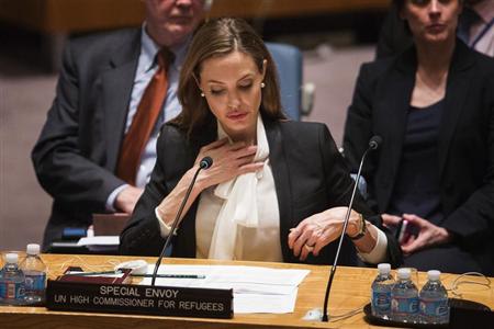 Angelina urges against rape in war zones at the UN Security Council Meeting..New York, June 24th 2013 2013-06-24T165831Z_1_CBRE95N1B5W00_RTROPTP_2_USA