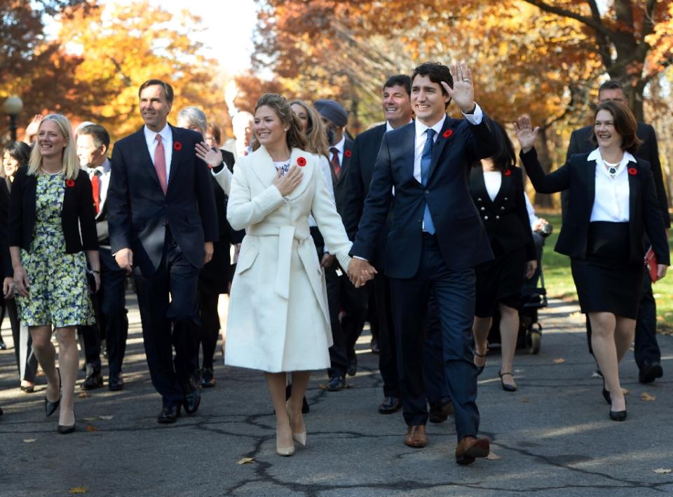 Canadian Prime Minister Justin Trudeau and his wife Sophie Gregoire-Trudeau, seen in Ottawa on November 4, 2015, will visit Washington and the White ...