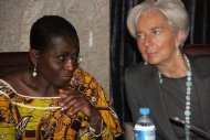 Lagarde ao lado da diretora do FMI para a África, a liberiana Antoinette Saye