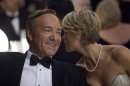 Publicity photo of actors Kevin Spacey and Robin Wright in scene from "House of Cards"