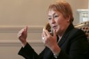 Quebec's Prime Minister Pauline Marois speaks during an interview at the Hotel Westin on October 16, 2012 in Paris