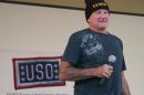 In this December 17, 2007 US Army handout photo, US actor and comedian Robin Williams performs for US troops at Camp Arifjan, Kuwait, during a brief United Service Organization holiday troop visit