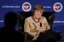 German Chancellor Angela Merkel participates in a question and answer period at the U.S. Chamber of Commerce in Washington
