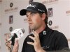 PGA golfer Webb Simpson gestures as he answers a question about using a long putter during a media conference at the World Challenge golf tournament in Thousand Oaks,