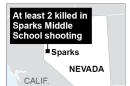 Map locates Sparks, Nev., where at least 2 people are killed in a shooting at Sparks Middle School.; 1c x 2 inches; 46.5 mm x 50 mm;