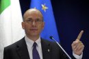 Italy's Prime Minister Letta addresses a news conference during a European Union leaders summit in Brussels